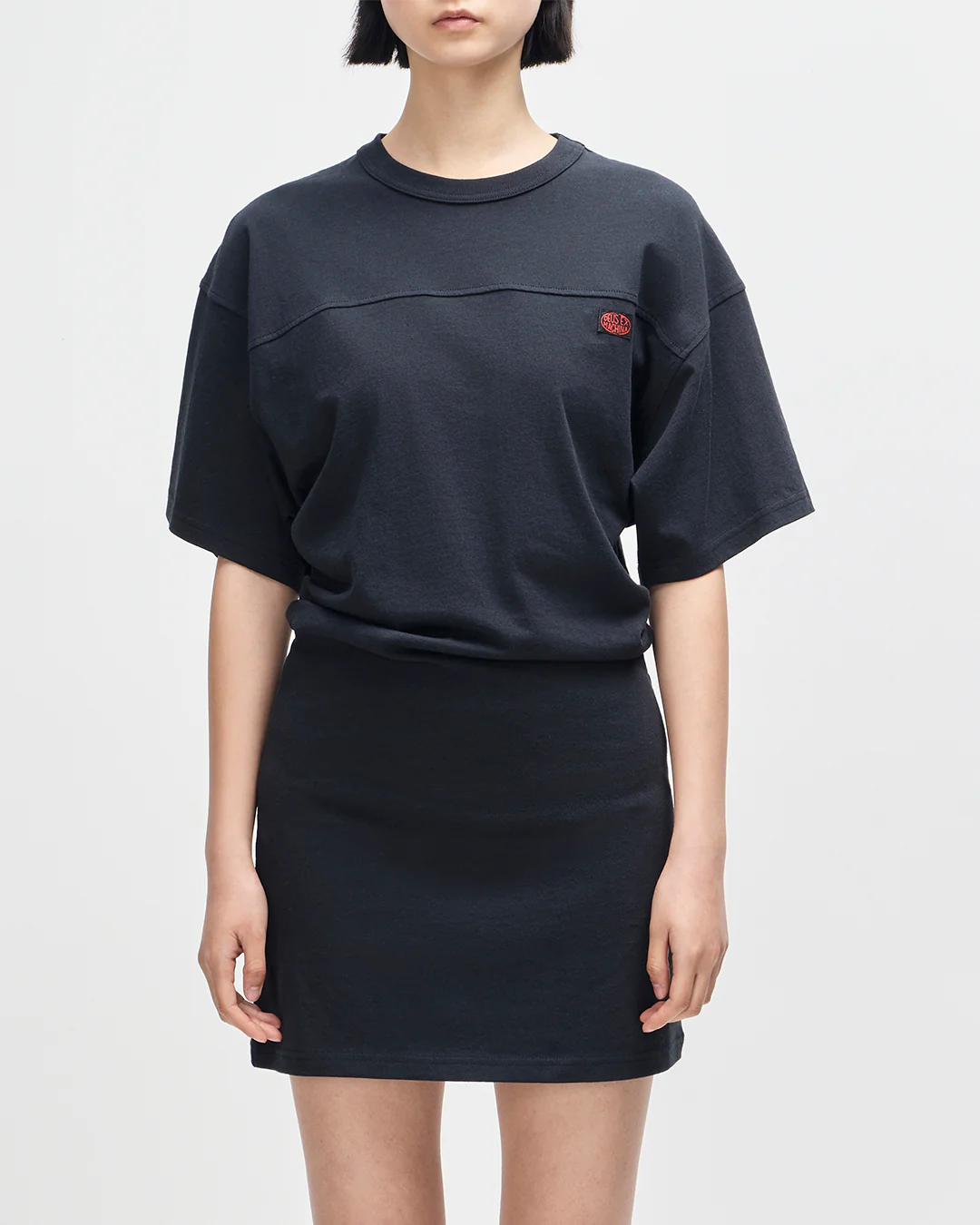 Christine Embro Tee Dress - Black