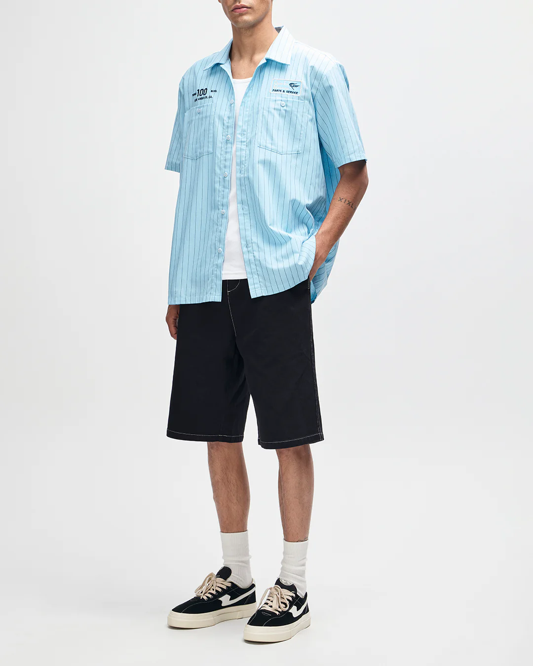 Forecourt Stripe Shirt - Sky Blue - Image 5