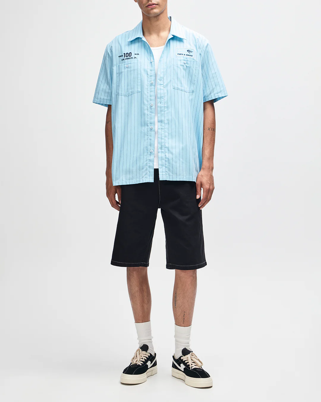 Forecourt Stripe Shirt - Sky Blue - Image 9