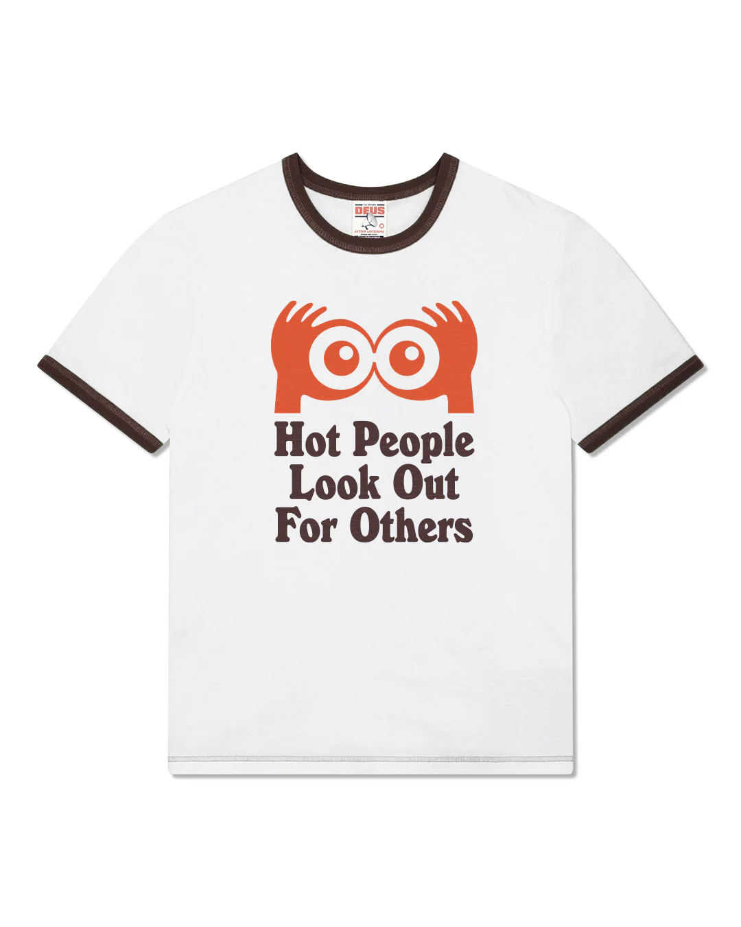 Hot People Ringer Tee - Dirty White-Brown