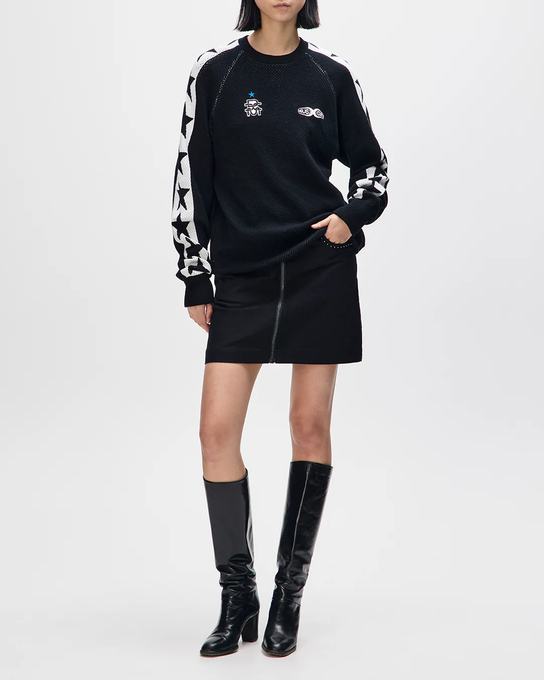 Icon Mesh Knit Top - Black - Image 3