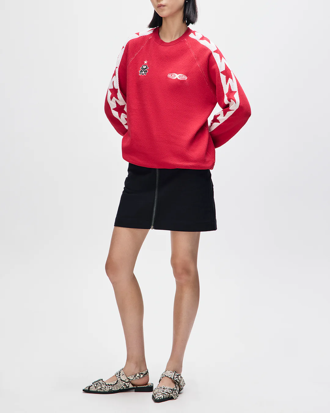 Icon Mesh Knit Top - Poinsettia Red - Image 7