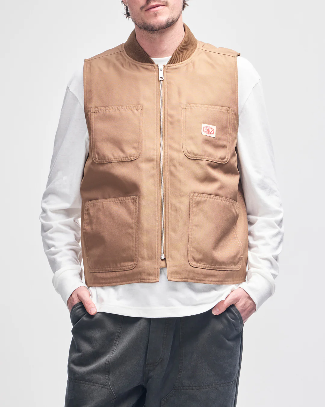 Irving Padded Vest - Camel Brown