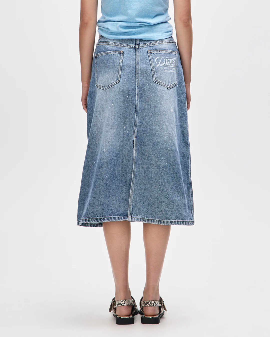 Lyon Midi Denim Skirt - Bleach Wash - Image 3