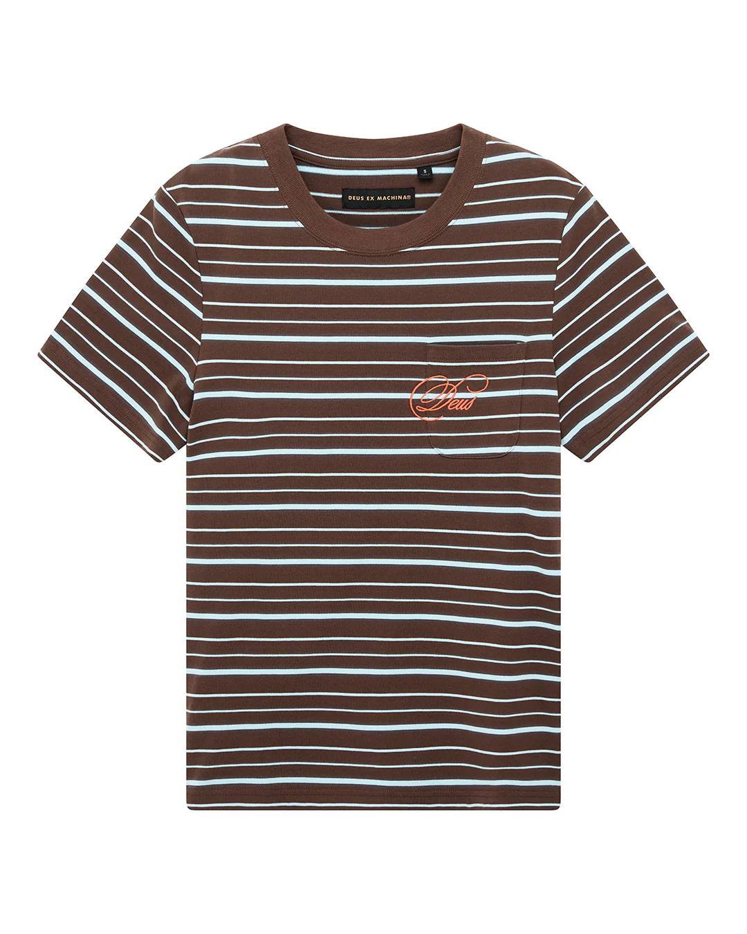 Pierre Stripe Tee - Java Brown-Baby Blue - Image 3