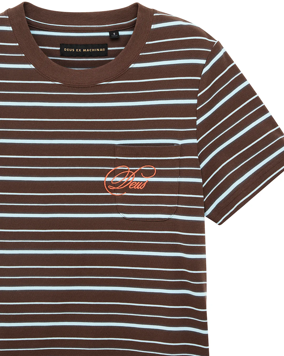 Pierre Stripe Tee - Java Brown-Baby Blue - Image 7