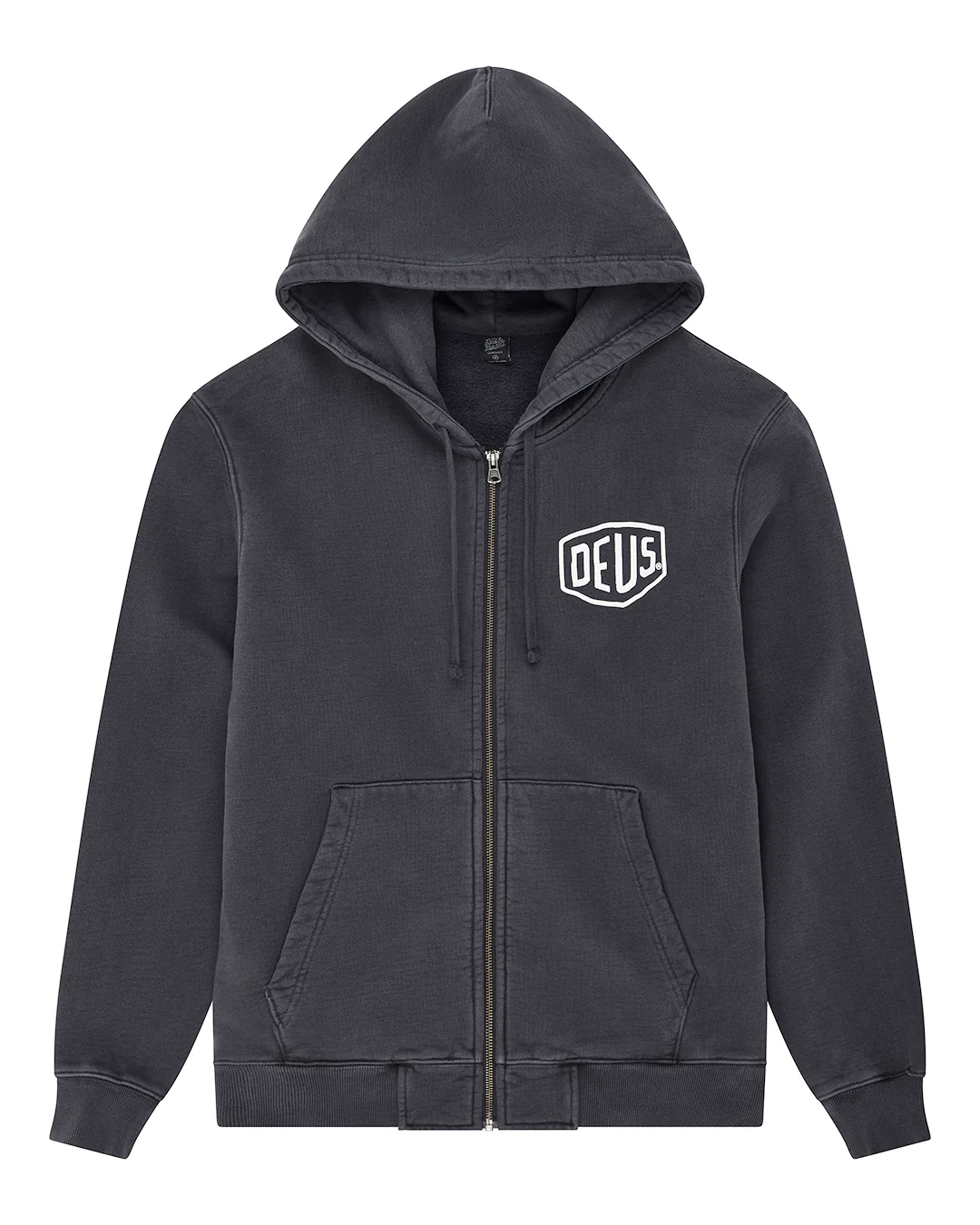 Shield Garment Dyed Zip Hoodie - Black