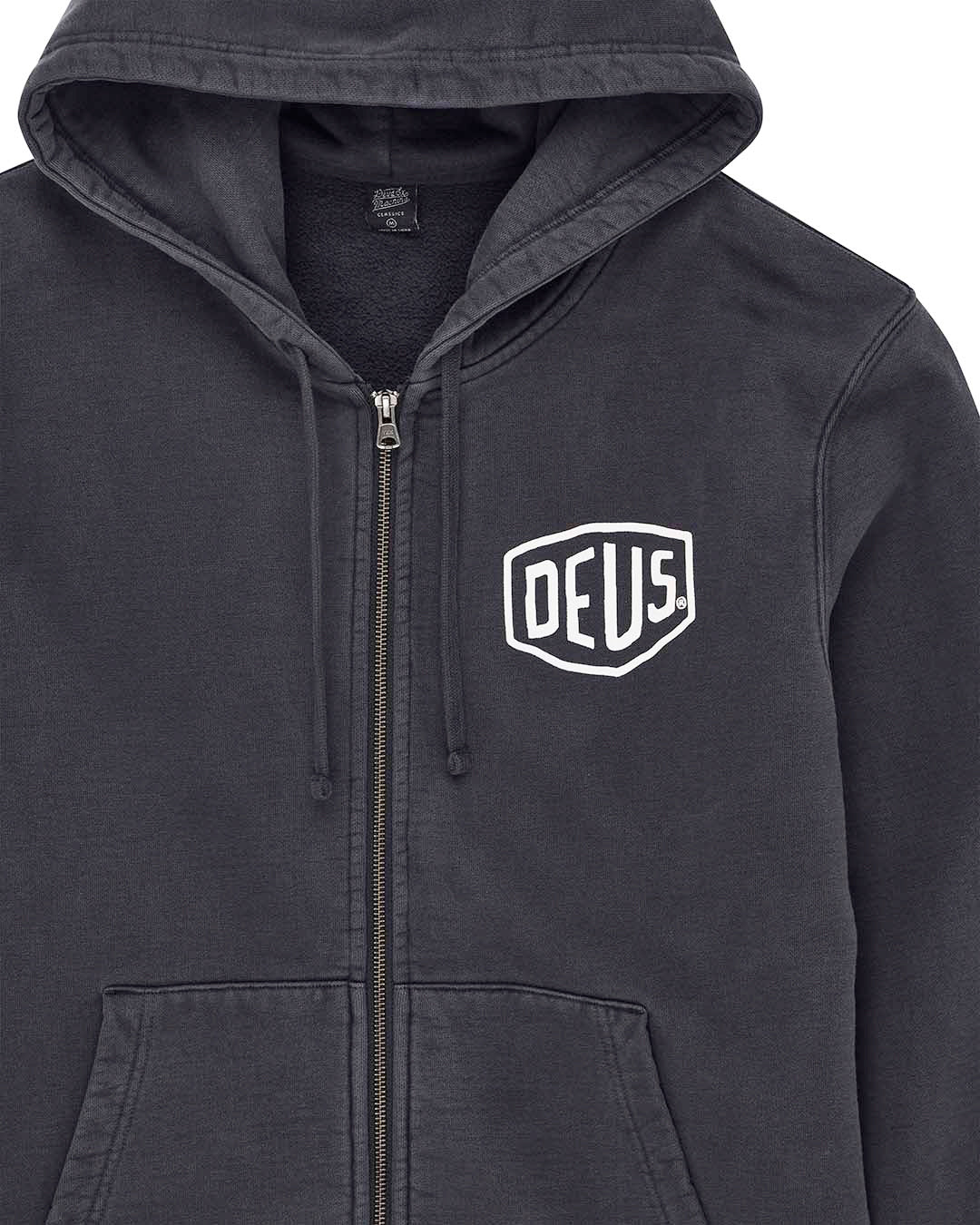 Shield Garment Dyed Zip Hoodie - Black - Image 3
