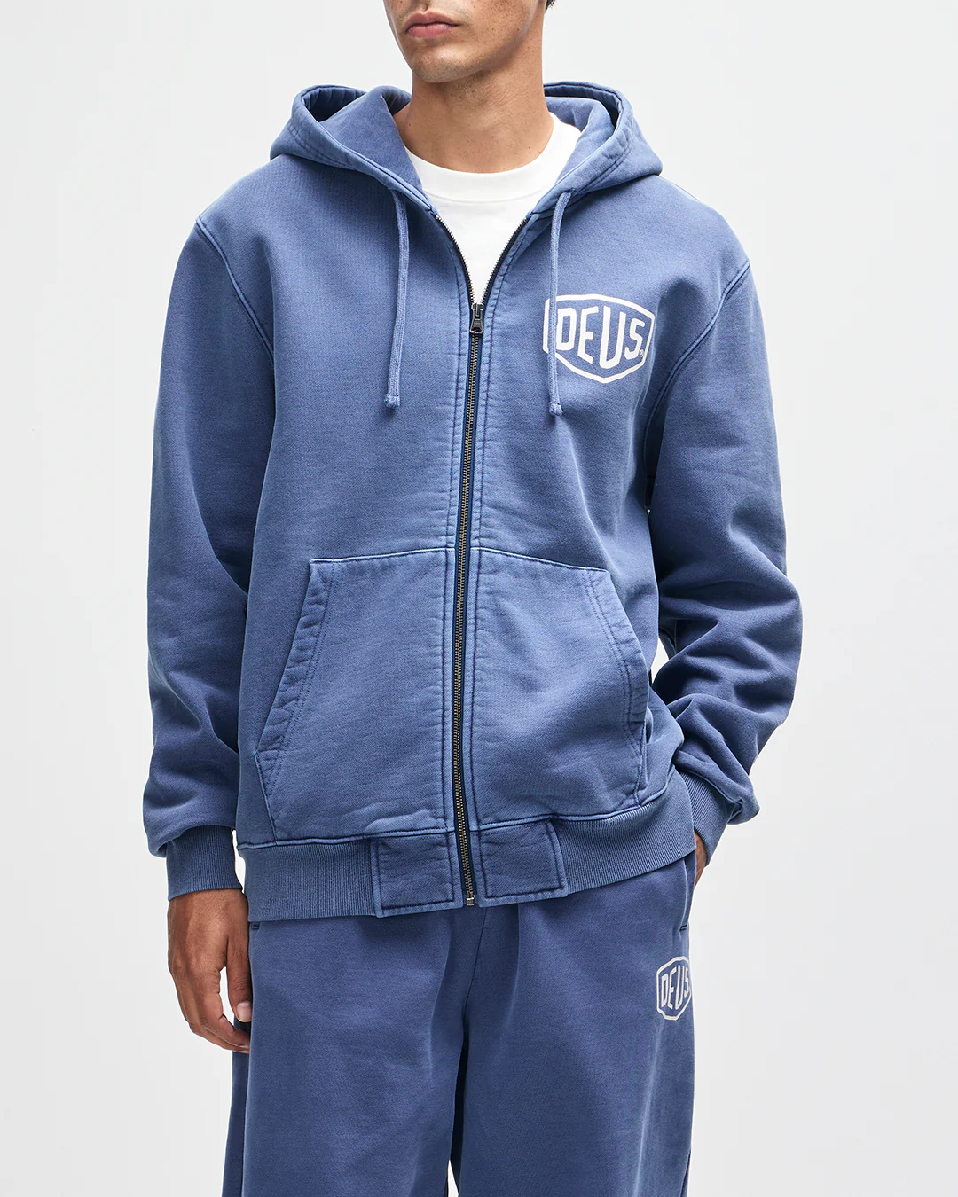 Shield Garment Dyed Zip Hoodie - Mechanic Blue