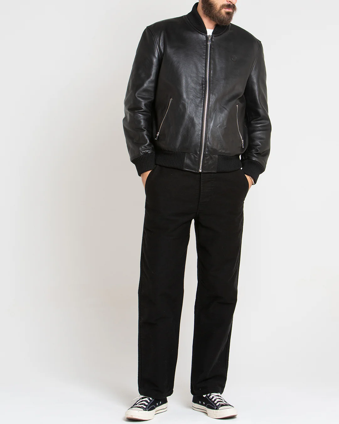 Thunder Leather Bomber - Black - Image 3