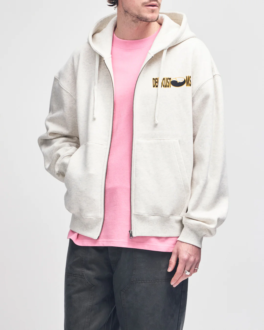 Time Constraint Zip Hoodie - Light Grey Marle