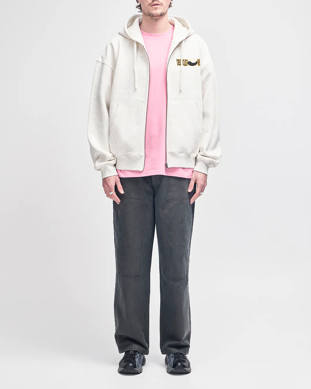 Time Constraint Zip Hoodie - Light Grey Marle - Image 5