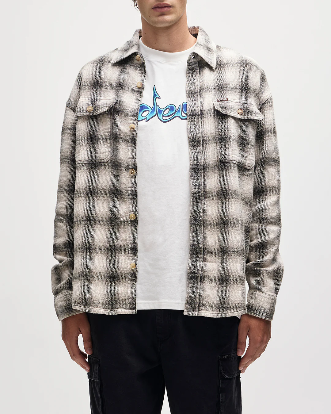 Too Busy To Work Check Shirt - White Check