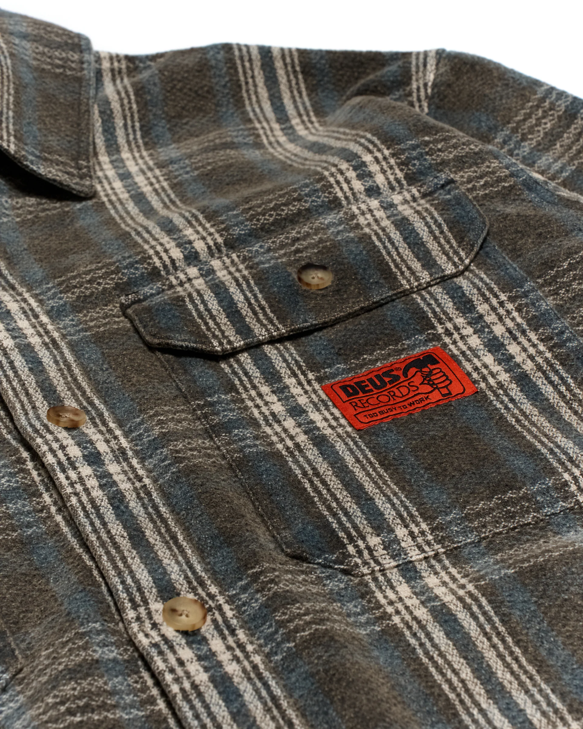 Too Busy To Work Flannel Shirt - Black Check - Image 8